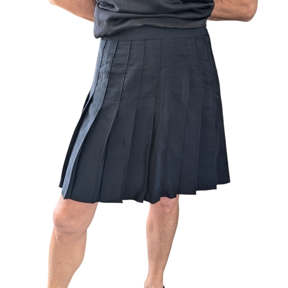 Vintage Judy Knapp California Black Pleated Uniform Drop Waist Mini Skirt Size 9